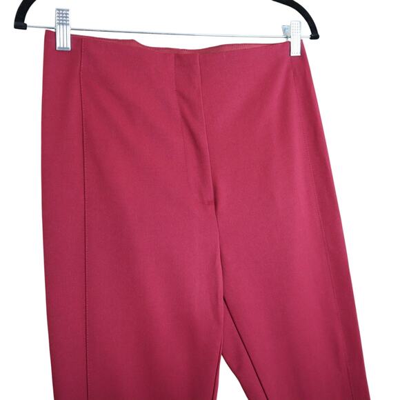 Ann Taylor Womens High Rise Ponte Pant Size 4 Dark Red Merlot Zip Ankle Career - Picture 2 of 13